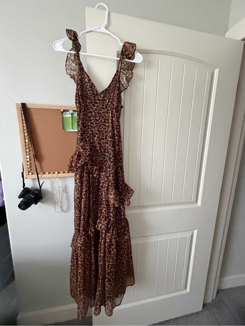 Nasty Gal- Brown Leopard Print Ruffled Maxi Dress